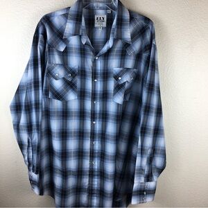Ely Cattleman Men's Plaid Long Sleeve Western Pearl Snap Shirt Size XXL
